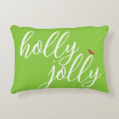 ホリーすてきクリスマスライムグリーンホワイトスクリプト アクセントクッション (正面)