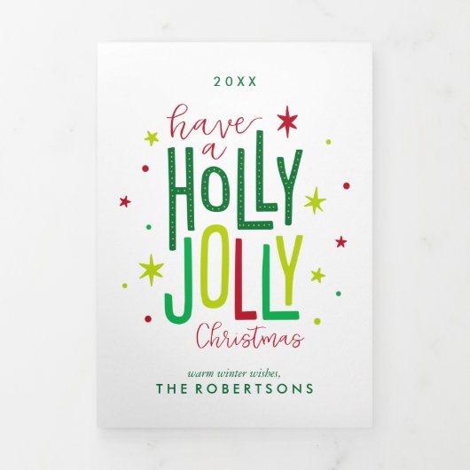 ホリーすてきクリスマス家族の写真 三つ折りクリスマスカード (カバー)