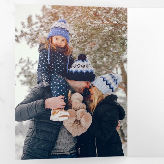 ホリーすてきクリスマス家族の写真 三つ折りクリスマスカード (内部最初)