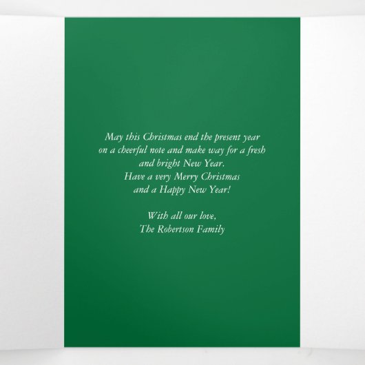 ホリーすてきクリスマス家族の写真 三つ折りクリスマスカード (内部中)