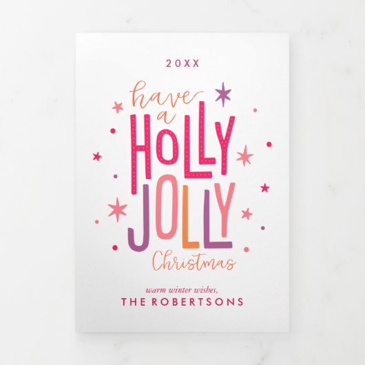 ホリーすてきクリスマス家族の写真 三つ折りクリスマスカード (カバー)