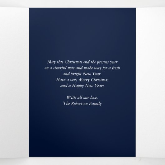 ホリーすてきクリスマス家族の写真 三つ折りクリスマスカード (内部中)