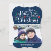 ホリーすてきクリスマス海軍の青い写真 シーズンカード (正面)