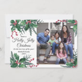 ホリーすてきクリスマス1写真の冬の葉 シーズンカード (正面)