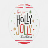 ホリーすてきクリスマス(写真を追加)キャンディーケーン メタルオーナメント (正面)