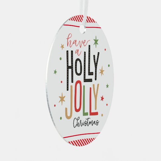 ホリーすてきクリスマス（写真を追加）キャンディーケーン メタルオーナメント (正面右)