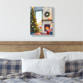 ホリーすてきクリスマス | 暖炉ツリーメリー キャンバスプリント (インサイチュ (寝室))