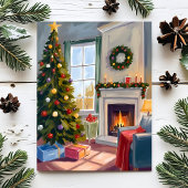 ホリーすてきクリスマス | 暖炉ツリーメリー シーズンポストカード