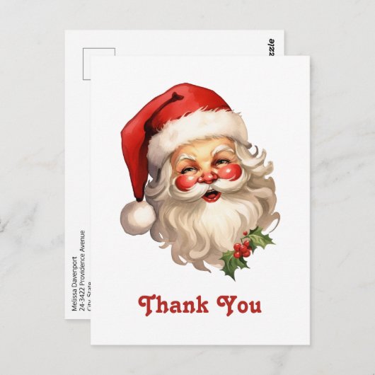 ホリーすてきサンタクロースレトロサンキュー ポストカード (正面/裏面)