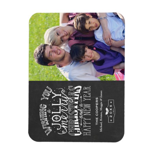 ホリーすてきシャルボードタイポグラフィクリスマスフォト マグネット (縦)