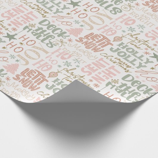 ホリーすてきジョイデッキザホールズクリームクリスマス ラッピングペーパー (角)