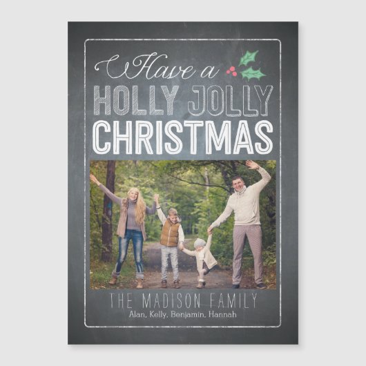 ホリーすてきスカスタムクリスマス磁気カード (正面)