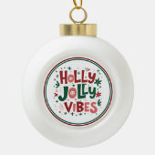 ホリーすてきスクリスマススノーフレーク額縁オーナメント セラミックボールオーナメント (正面)