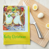 ホリーすてきスクリスマスヘッジホグステオル キッチンタオル (四つ折り)
