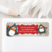 ホリーすてきスケートで滑るペンギン差出人住所ラベル ラベル (インサイチュ)