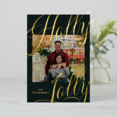 ホリーすてきスターズフォトゴールドフォイルホリデーカード 箔招待状 (立ち正面)