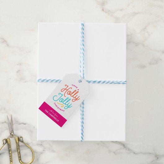 ホリーすてきストライプクリスマスギフトタグ ギフトタグ (より糸付き)