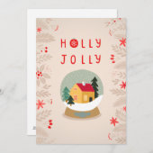 ホリーすてきスノウグローブ – 居心地の良いホリデーディライト シーズンカード (正面/裏面)