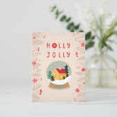 ホリーすてきスノウグローブ – 居心地の良いホリデーディライト シーズンポストカード (スタンド正面)