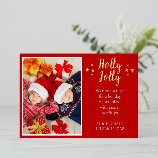 ホリーすてきノルディックフォイルホリデーフォトカード 箔シーズンカード (立ち正面)