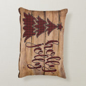 ホリーすてきバッファロープレイドクリスマスツリー枕 アクセントクッション (裏面(縦))