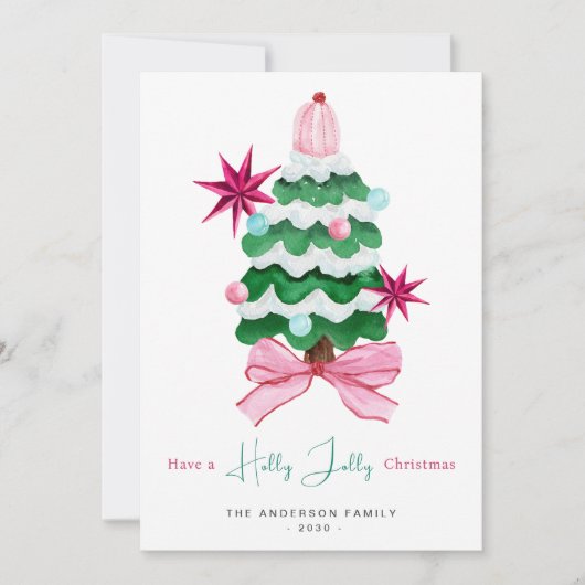 ホリーすてきフォトクリスマスツリーホリデーカード シーズンカード (正面)