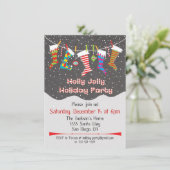 ホリーすてきホリデーパぶら下がったーティーストッキング招待状 招待状 (スタンド正面)