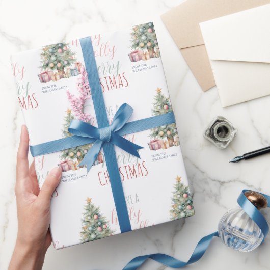 ホリーすてきメリークリスマスギフトホリデーシーズン ラッピングペーパー (ギフト)