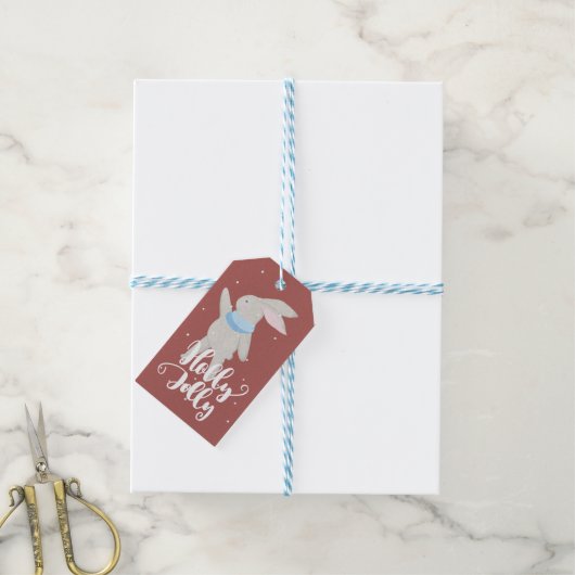 ホリーすてきリトルキュートバニー赤と青 ギフトタグ (より糸付き)