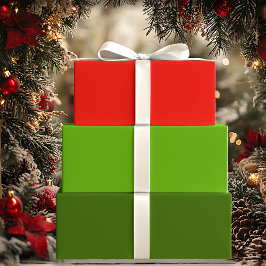 ホリーすてきレッドとグリーンホリデーソリッド ラッピングペーパーシート