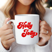 ホリーすてきレトロレッドクリームホリデークリスマス コーヒーマグカップ