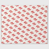 ホリーすてきレトロレッドクリームホリデークリスマス ラッピングペーパー (フラット)