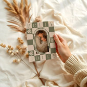 ホリーすてきレトロ市松模様にクリスマスアーチ写真 シーズンカード