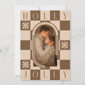 ホリーすてきレトロ市松模様にクリスマスアーチ写真 シーズンカード (正面)