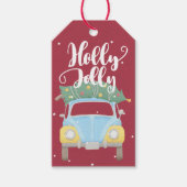 ホリーすてきヴィンテージ車カラフルクリスマス ギフトタグ (正面)