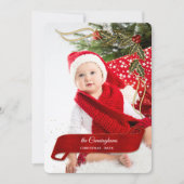 ホリーすてき写真の弓で楽しい シーズンカード (正面)