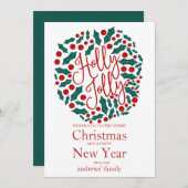 ホリーすてき引用文葉ベリークリスマス シーズンカード (正面/裏面)