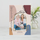 ホリーすてき金ゴールドアーチの写真とオーガニック形状 シーズンカード (スタンド正面)