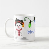 ホリーすてき雪だるまパーソナライズされた コーヒーマグカップ (左)