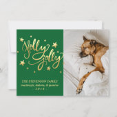 ホリーすてき |エレガント金ゴールドホイルフェイクスクリプト写真 シーズンカード (正面)