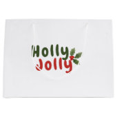 ホリーすてき-フェスティバルホリデーフォントとホリーアイコン ラージペーパーバッグ (正面)