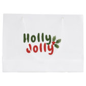 ホリーすてき-フェスティバルホリデーフォントとホリーアイコン ラージペーパーバッグ (裏面)