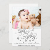 ホリーすてき |銀エレガント箔フェイク写真 シーズンカード (正面/裏面)