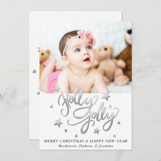 ホリーすてき |銀エレガント箔フェイク写真 シーズンカード (正面/裏面)