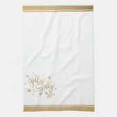 ホリーすてきAF |光沢のある金ゴールドフェイクフォイルスクリプト キッチンタオル (縦)