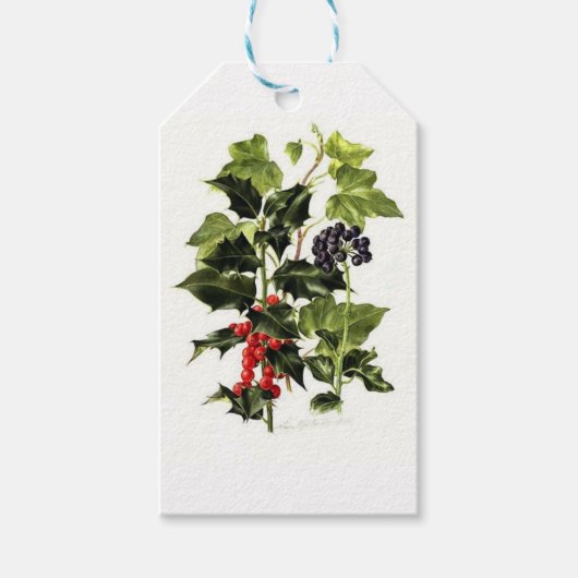 ホリーとアイビーのデザインクリスマス ギフトタグ (正面)
