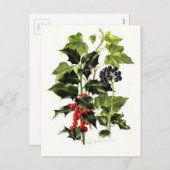 ホリーとアイビーのデザインクリスマス シーズンポストカード (正面/裏面)