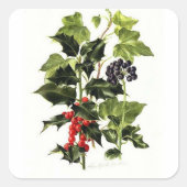 ホリーとアイビーのデザインクリスマス スクエアシール (正面)