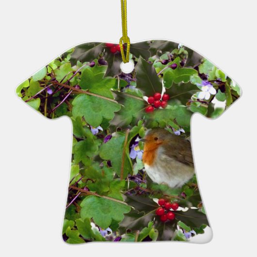 ホリーとアイビーのロビン – クリスマスデコレーション セラミックオーナメント (裏面)