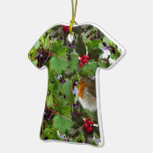 ホリーとアイビーのロビン – クリスマスデコレーション セラミックオーナメント (左)